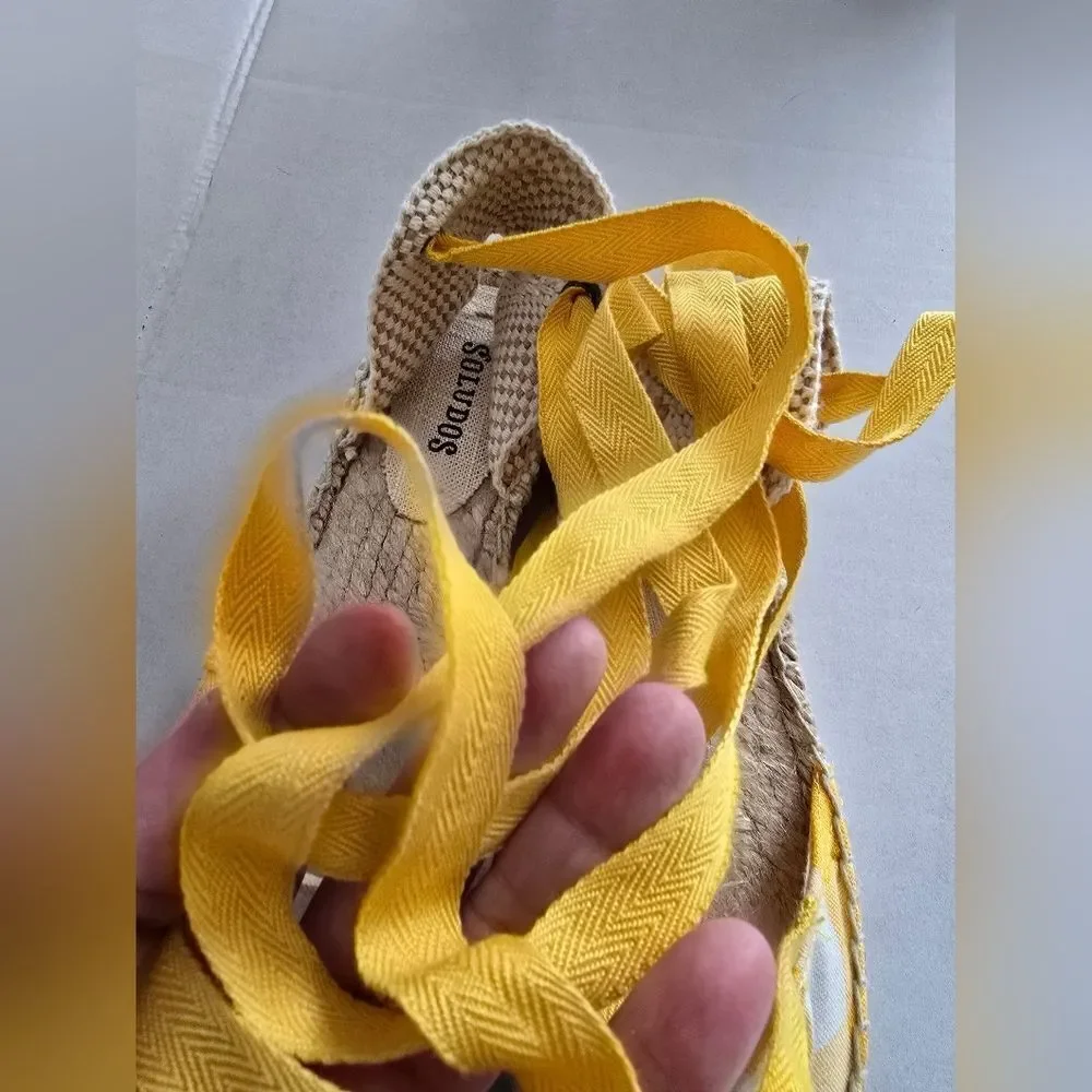 Soludos® Lauren Espadrille Sandals in Marigold Gingham Check Size 6